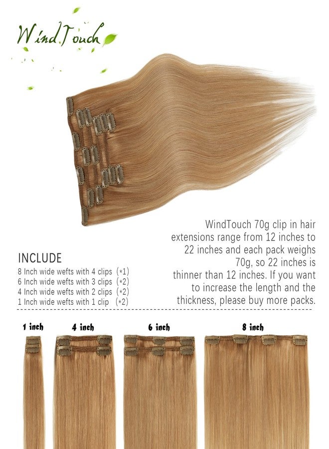 WindTouch Clip in Hair Extensions Human Hair Reddish Blonde 20Inch 70g 9A Grade #12 7PCS Gift For Women - Image 3